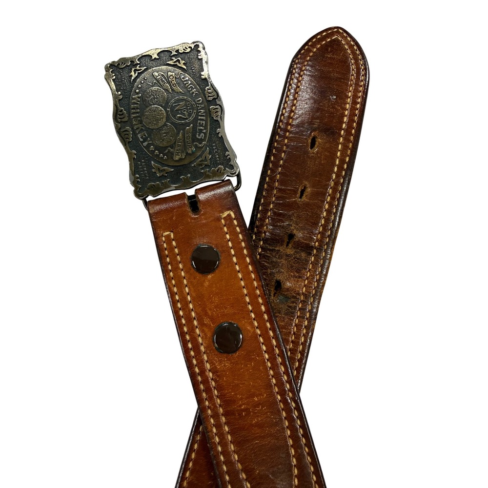 Jack Daniels Belt Buckle Men 40 Brown Fair Vintage Wyoming Studio Art Works 1973